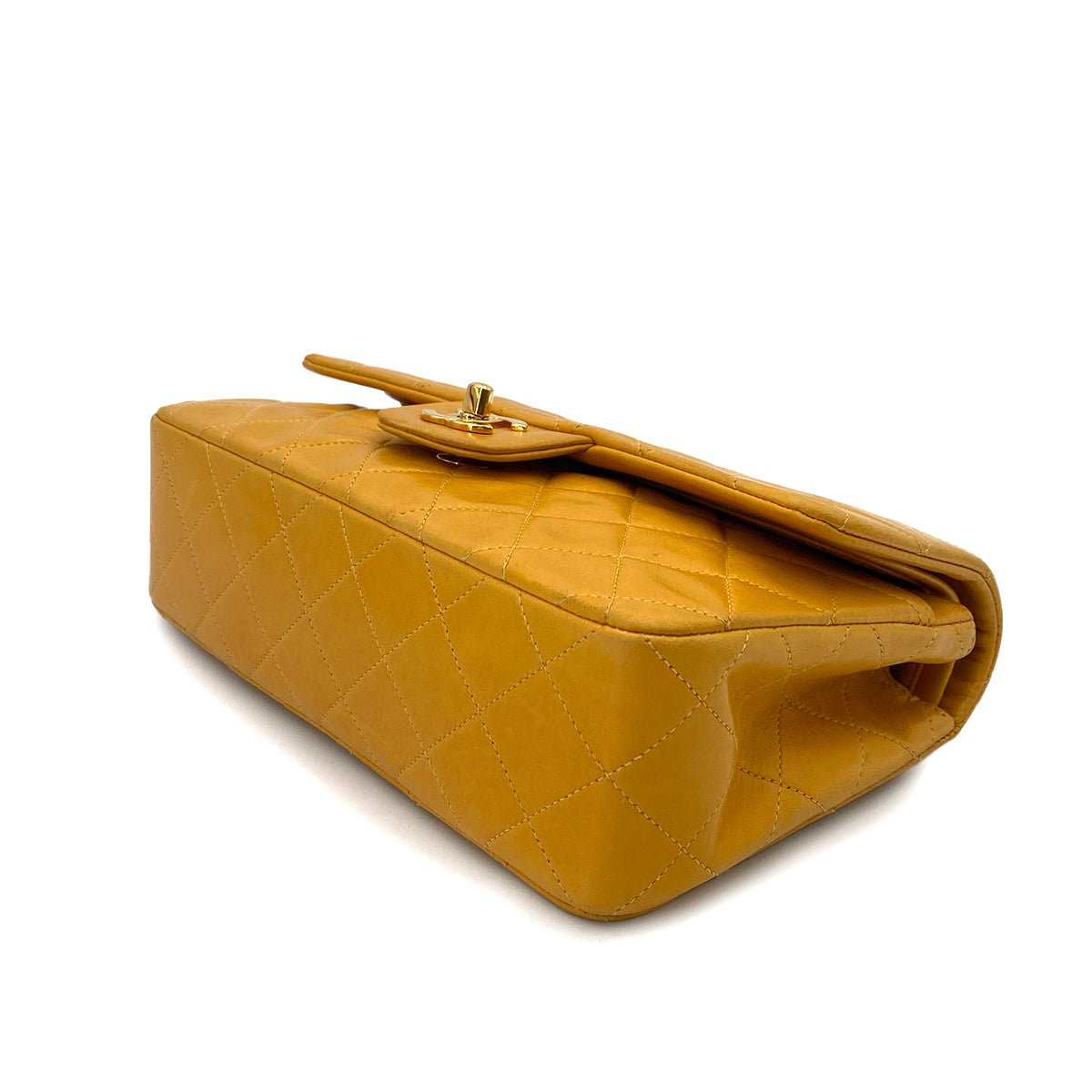 CHANEL VINTAGE CLASSIC FLAP SMALL CHAIN SHOULDER BAG YELLOW LAMB SKIN 90247320