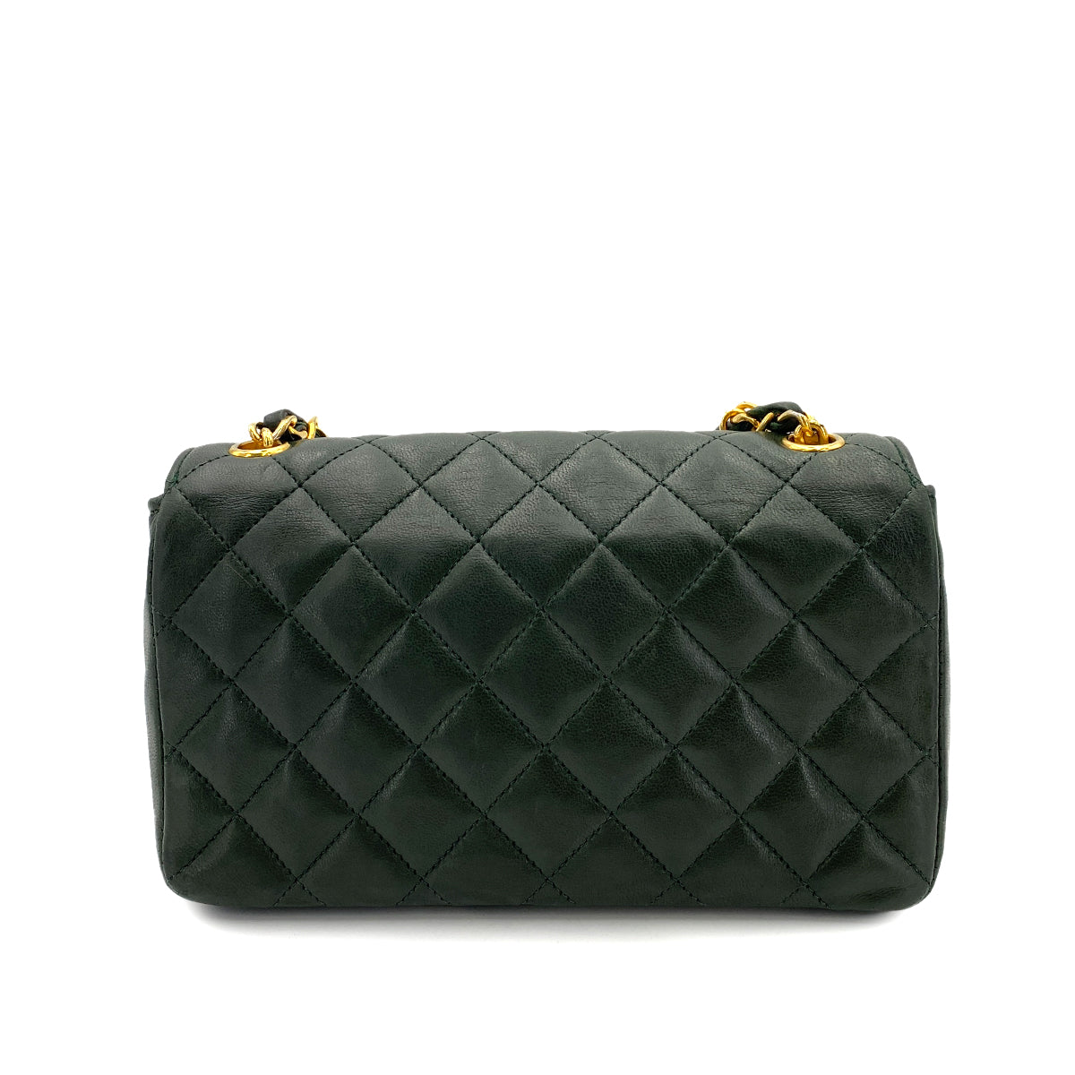 CHANEL VINTAGE MINI MATELASSE CHAIN SHOULDER BAG DARK GREEN LAMB SKIN 90247383