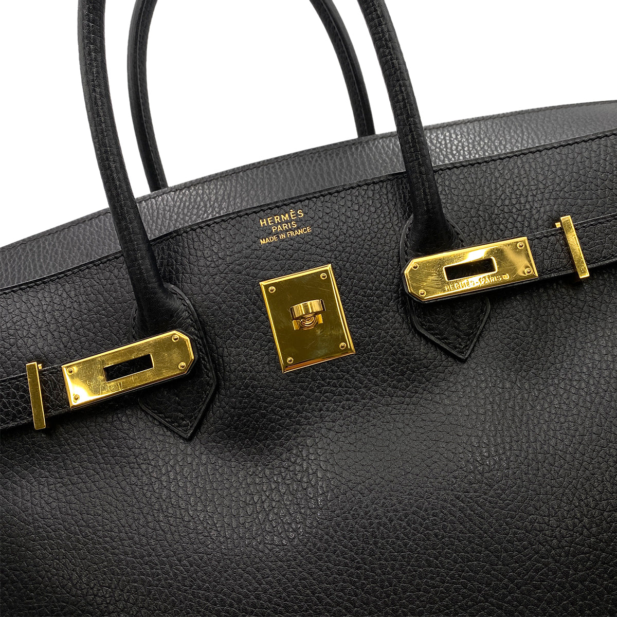 HERMES BIRKIN 35 BLACK ARDENNES HAND BAG □A GHW 90247384