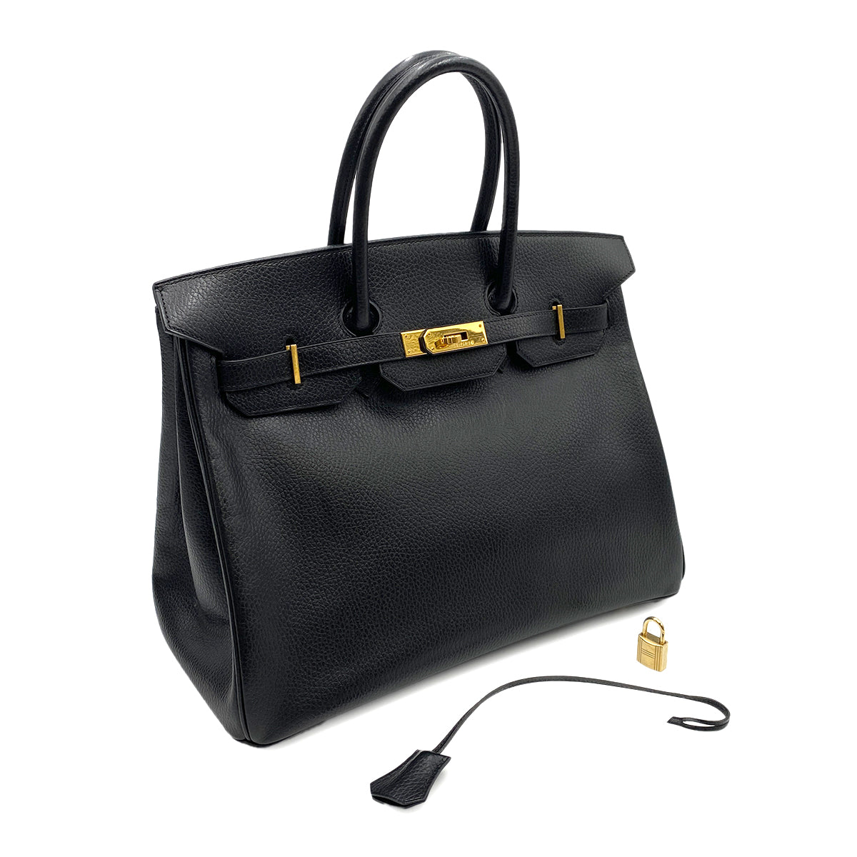 HERMES BIRKIN 35 BLACK ARDENNES HAND BAG □A GHW 90247384