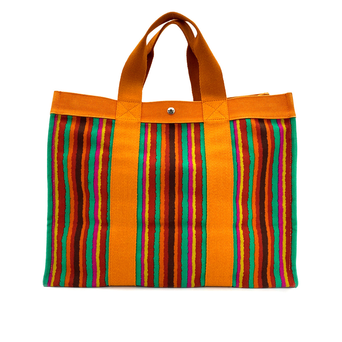 HERMES SAC DE PLAGE GM TOTE BAG ORANGE MULTICOLOR COTTON CANVAS 90247387
