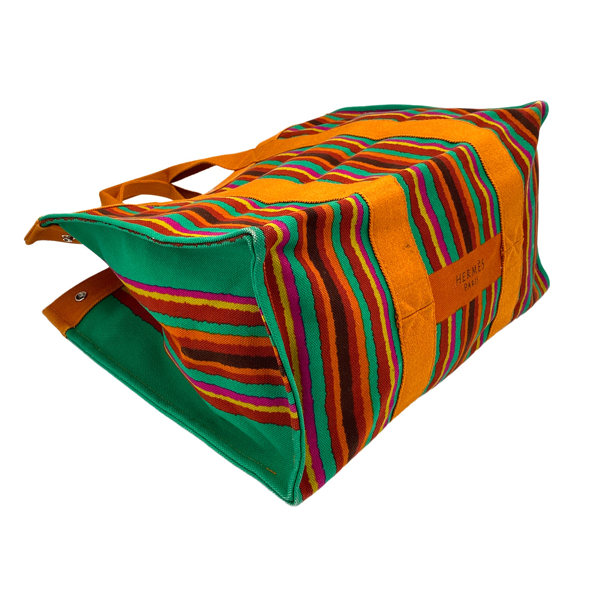 HERMES SAC DE PLAGE GM TOTE BAG ORANGE MULTICOLOR COTTON CANVAS 90247387