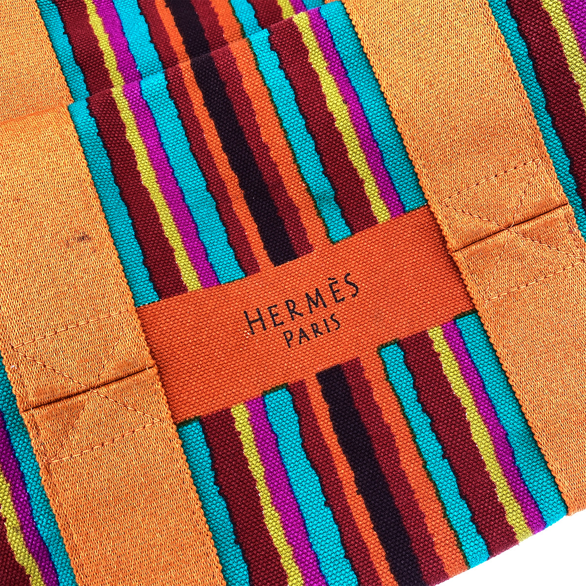 HERMES SAC DE PLAGE GM TOTE BAG ORANGE MULTICOLOR COTTON CANVAS 90247387