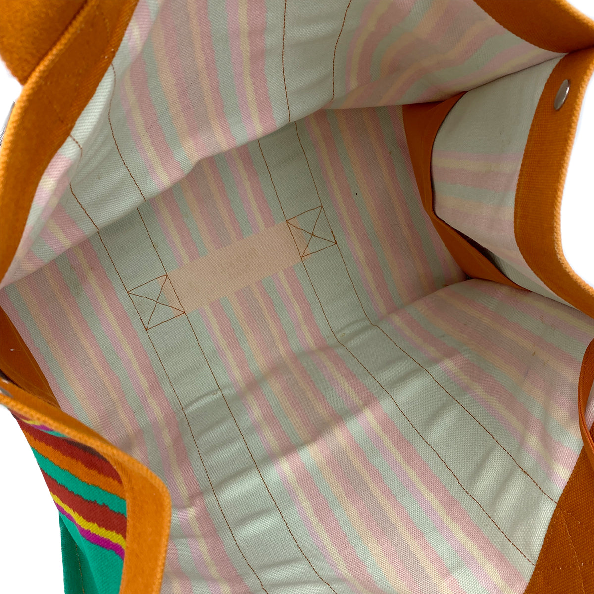 HERMES SAC DE PLAGE GM TOTE BAG ORANGE MULTICOLOR COTTON CANVAS 90247387