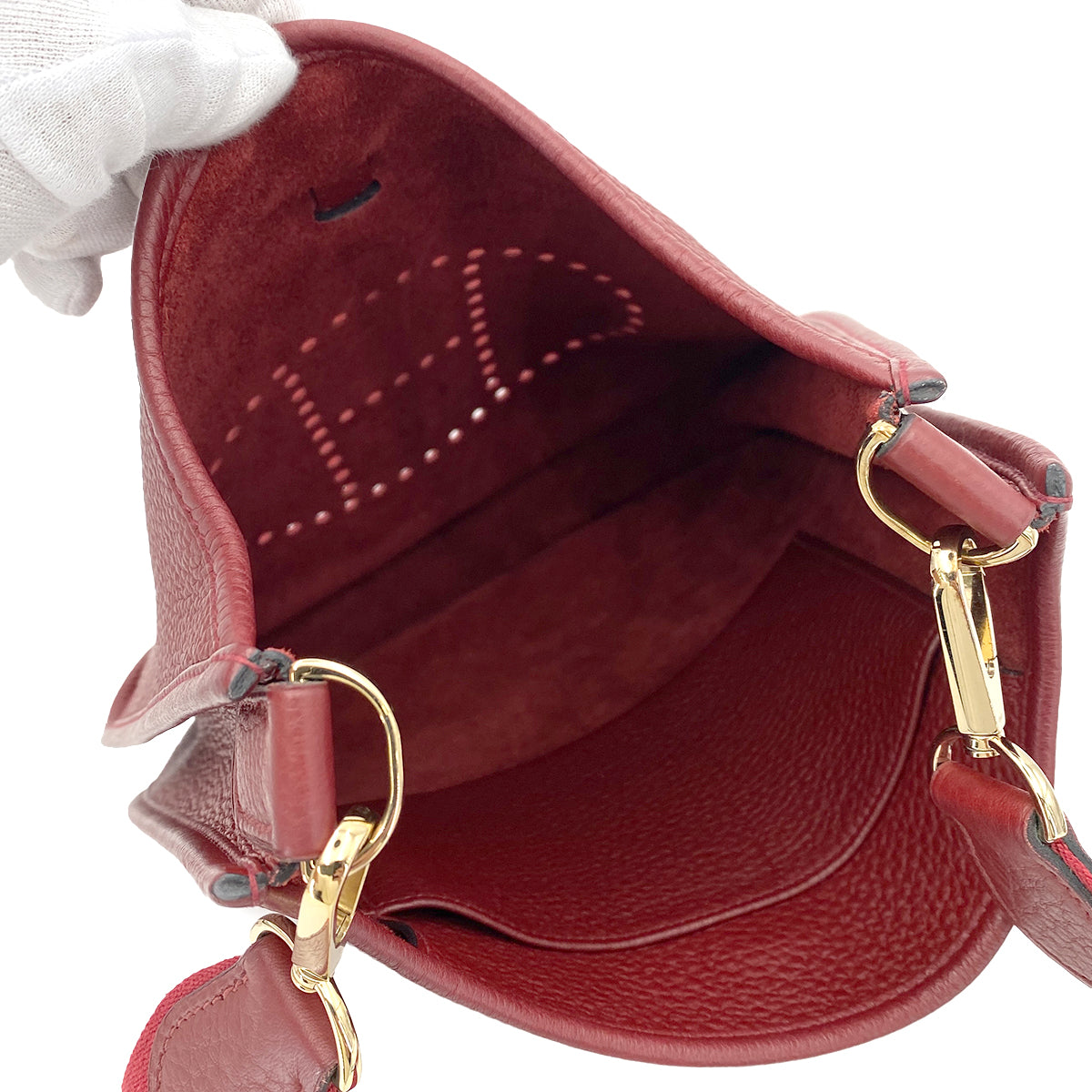 HERMES EVELYNE PM ROUGE GARANCE TAURILLON CLEMENCE SHOULDER BAG □L 90247391