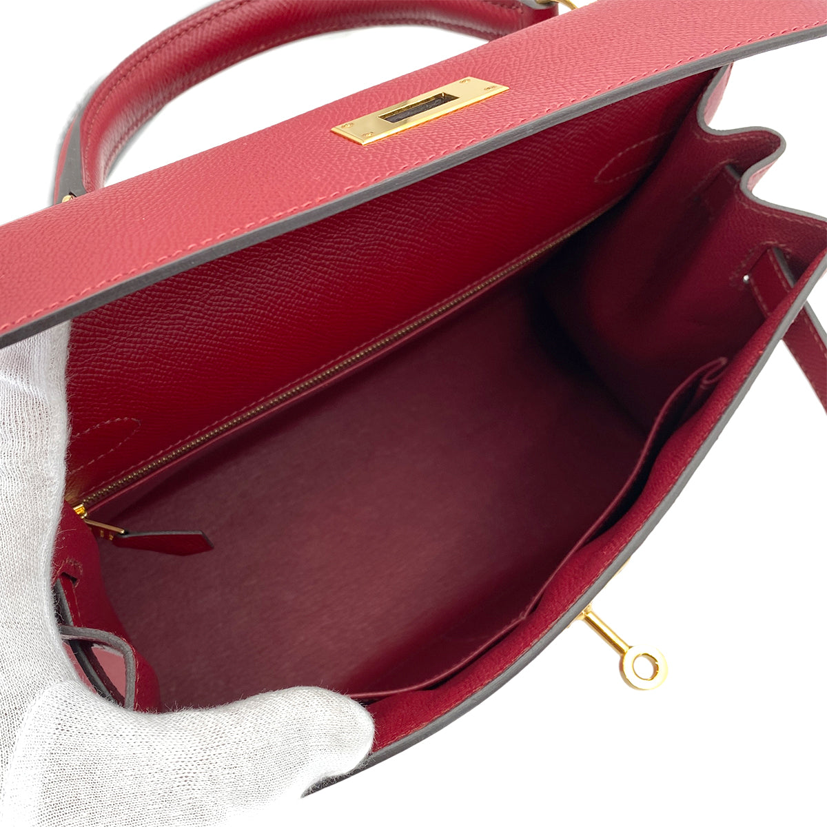 HERMES KELLY 28 SELLIER ROUGE GRENADE EPSOM HAND SHOULDER BAG X 90247394