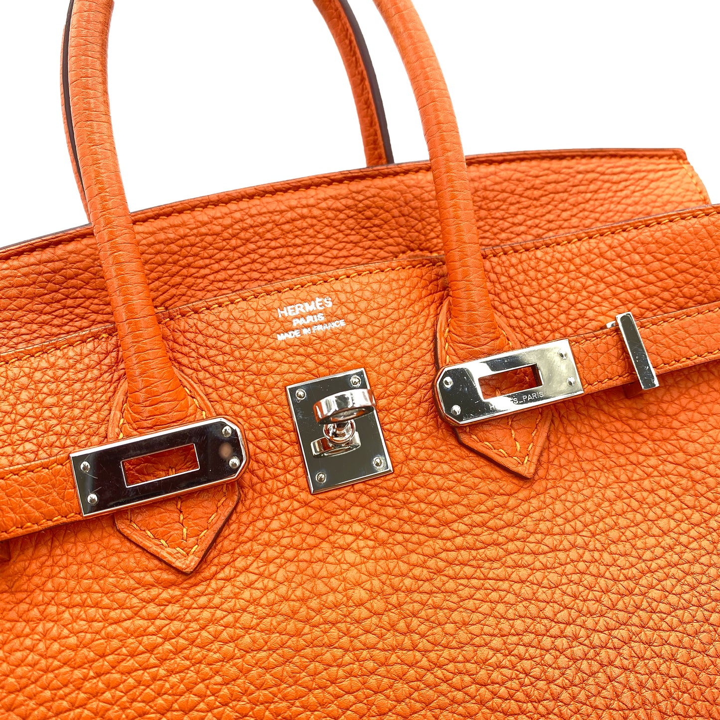 HERMES BIRKIN 25 ORANGE TOGO HAND BAG □P SHW 90247395