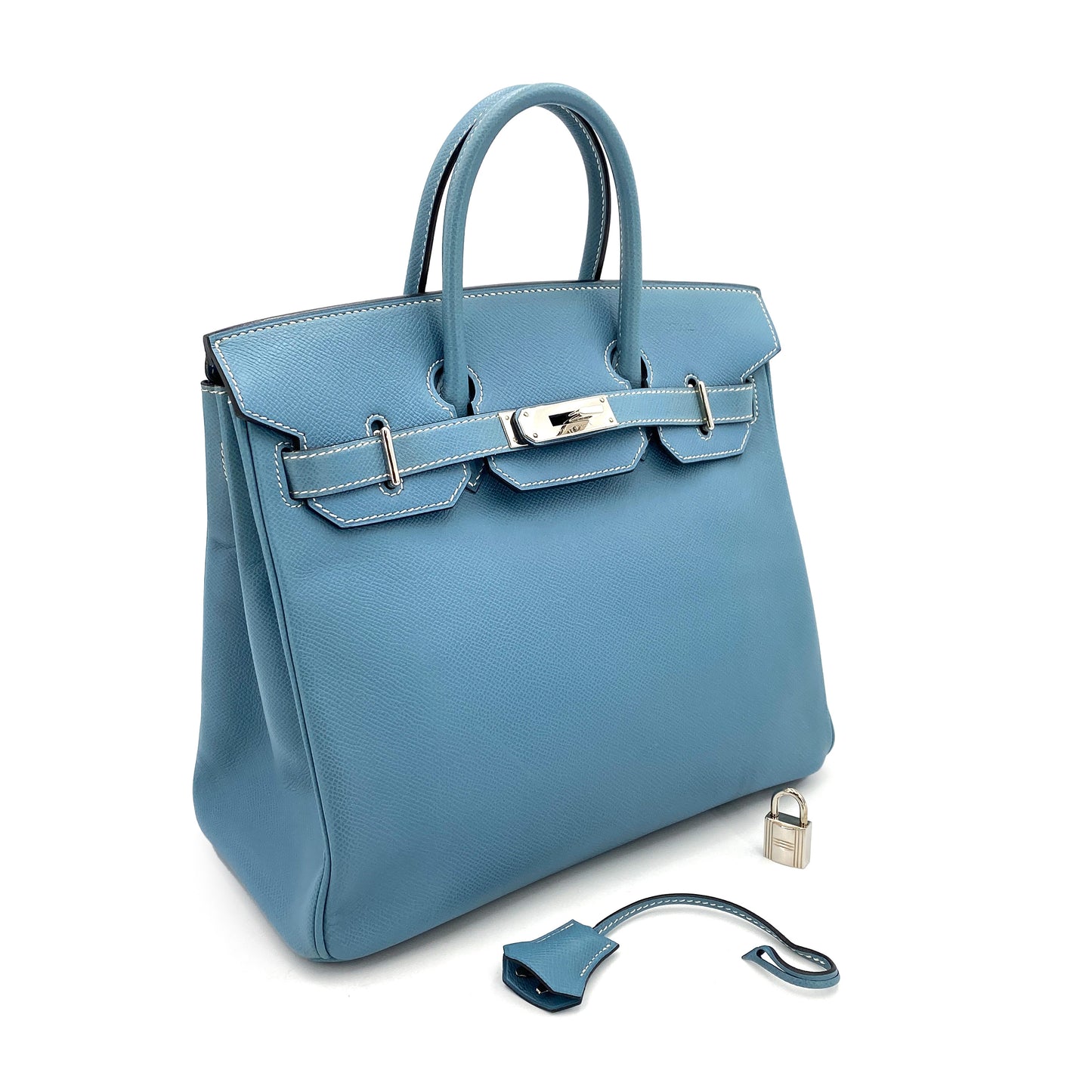 HERMES HAUT A COURROIES 28 BLUE JEAN EPSOM HAND BAG ▢J SHW 90247398