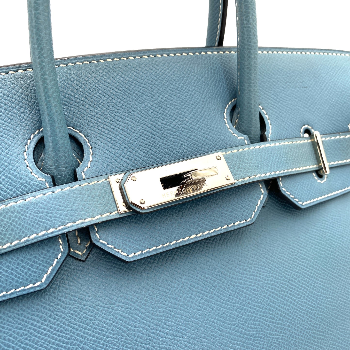 HERMES HAUT A COURROIES 28 BLUE JEAN EPSOM HAND BAG ▢J SHW 90247398