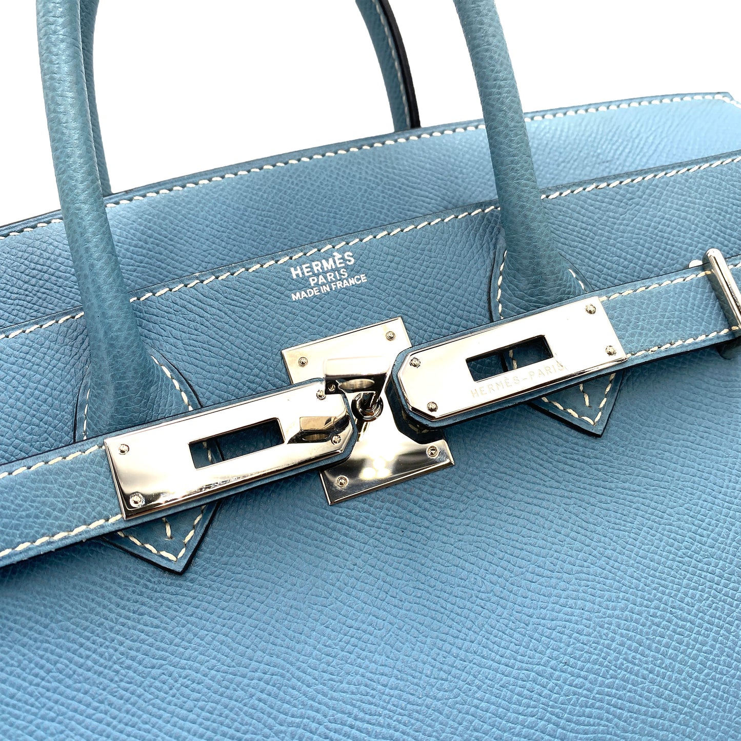 HERMES HAUT A COURROIES 28 BLUE JEAN EPSOM HAND BAG ▢J SHW 90247398