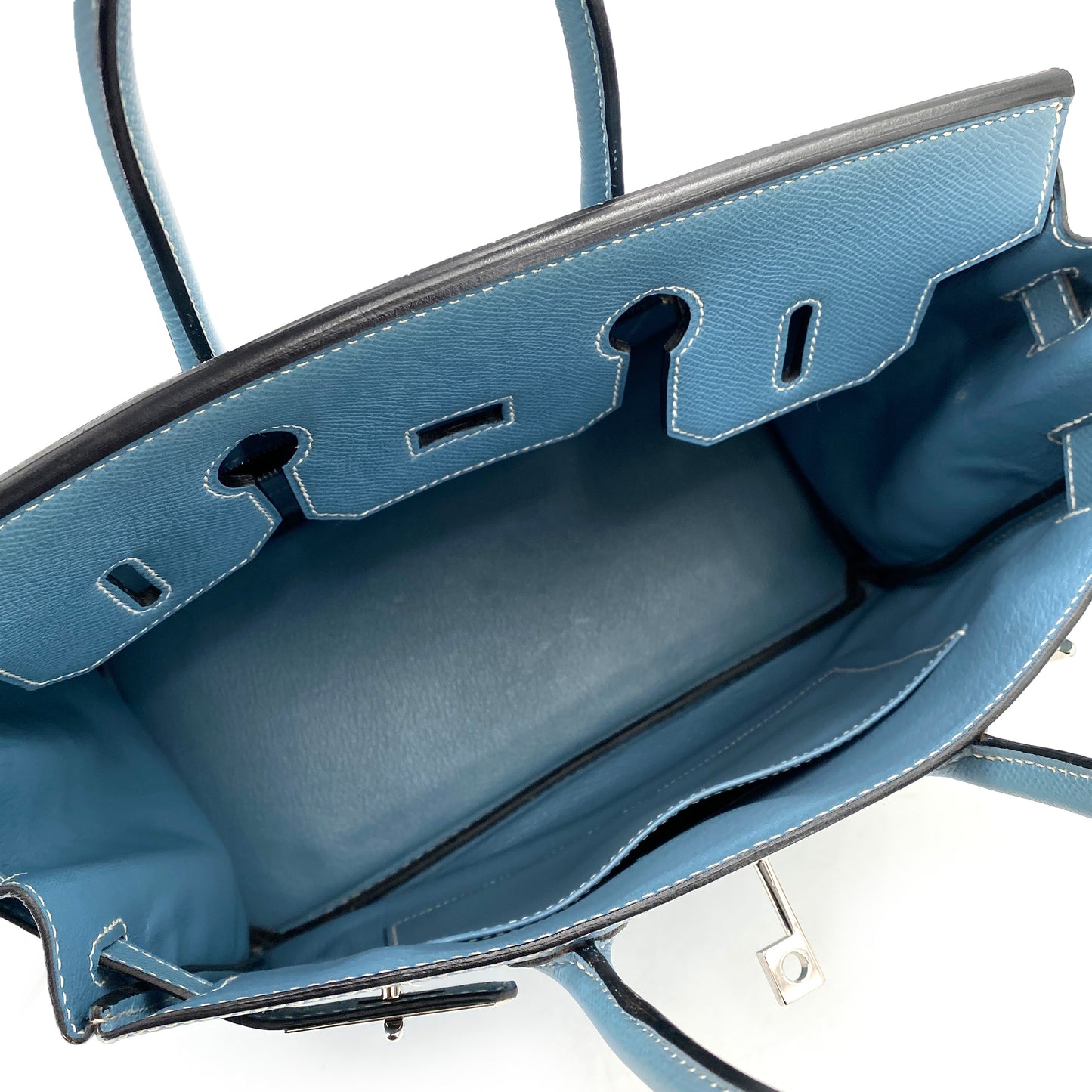 HERMES HAUT A COURROIES 28 BLUE JEAN EPSOM HAND BAG ▢J SHW 90247398