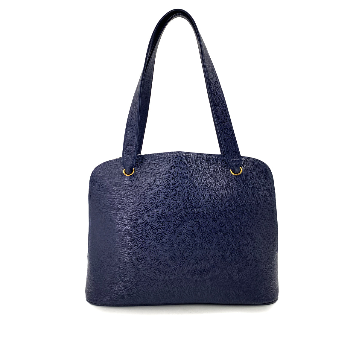 CHANEL VINTAGE TOTE BAG NAVY CAVIAR SKIN 90247405