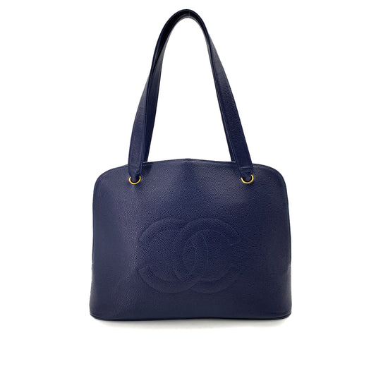 CHANEL VINTAGE TOTE BAG NAVY CAVIAR SKIN 90247405