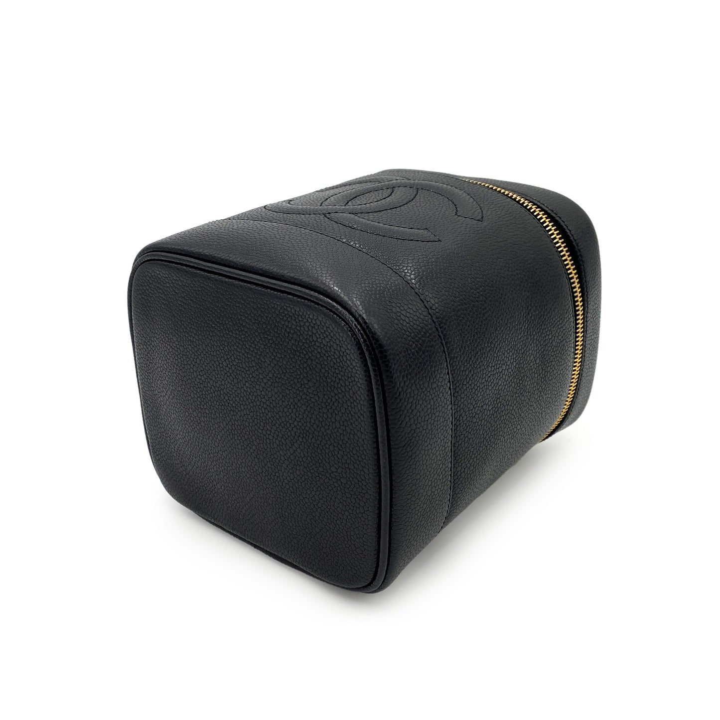 CHANEL VINTAGE VANITY HAND BAG BLACK CAVIAR SKIN 90247406