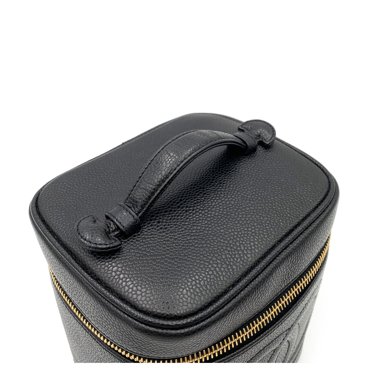 CHANEL VINTAGE VANITY HAND BAG BLACK CAVIAR SKIN 90247406
