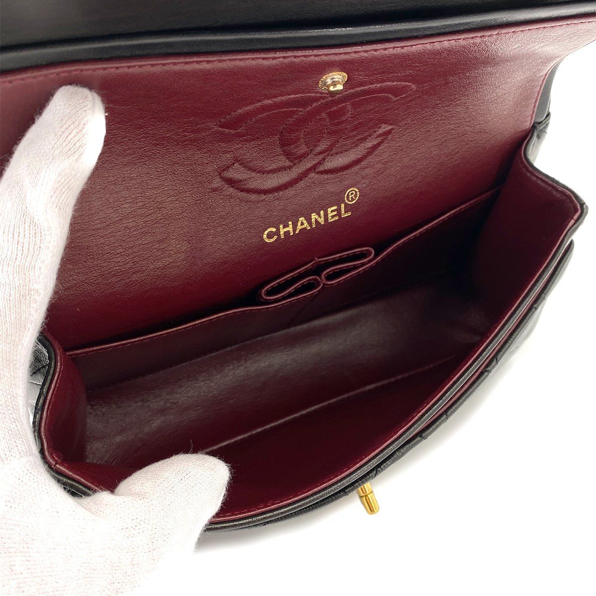 CHANEL VINTAGE CLASSIC FLAP SMALL CHAIN SHOULDER BAG BLACK LAMB SKIN 90247408