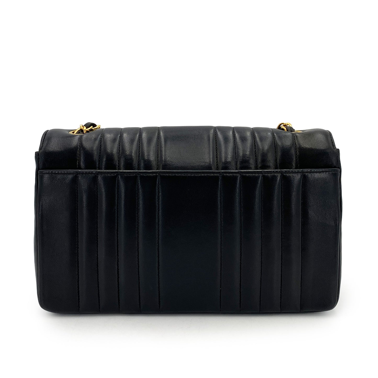 CHANEL VINTAGE MADEMOISELLE CHAIN SHOULDER BAG BLACK LAMB SKIN 90247412