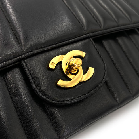CHANEL VINTAGE MADEMOISELLE CHAIN SHOULDER BAG BLACK LAMB SKIN 90247412 - PURPOSE