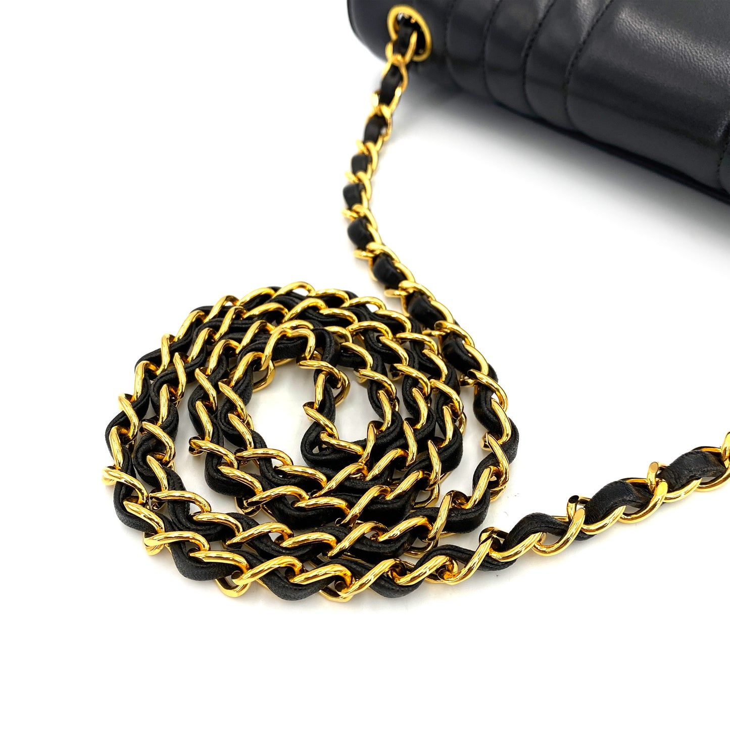 CHANEL VINTAGE MADEMOISELLE CHAIN SHOULDER BAG BLACK LAMB SKIN 90247412