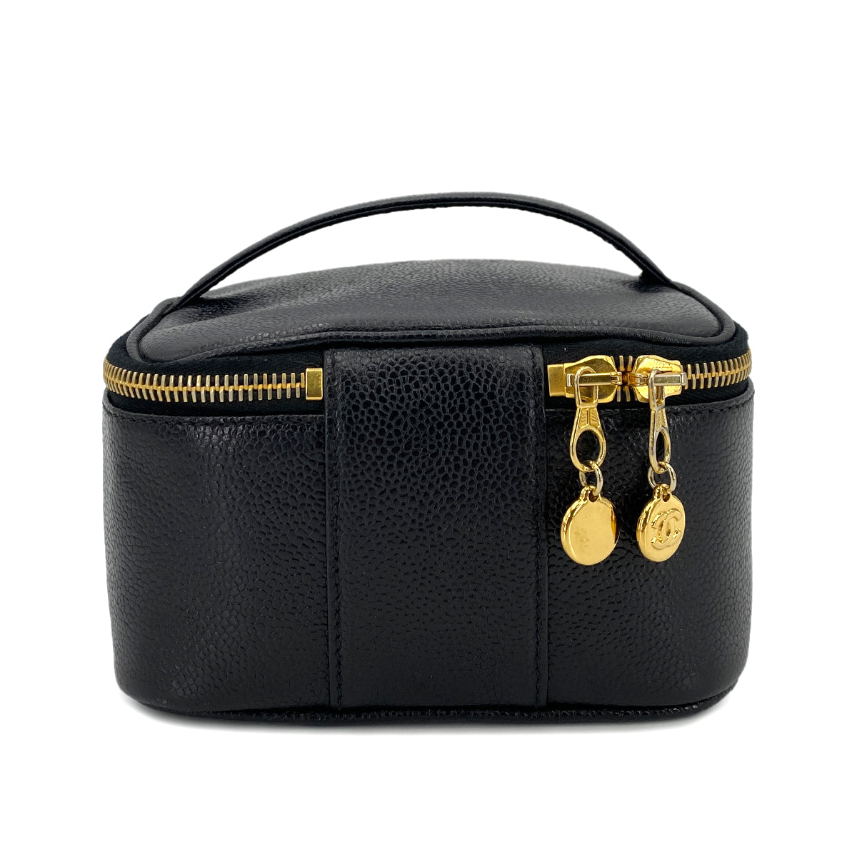 CHANEL VINTAGE VANITY HAND BAG BLACK CAVIAR SKIN 90247939