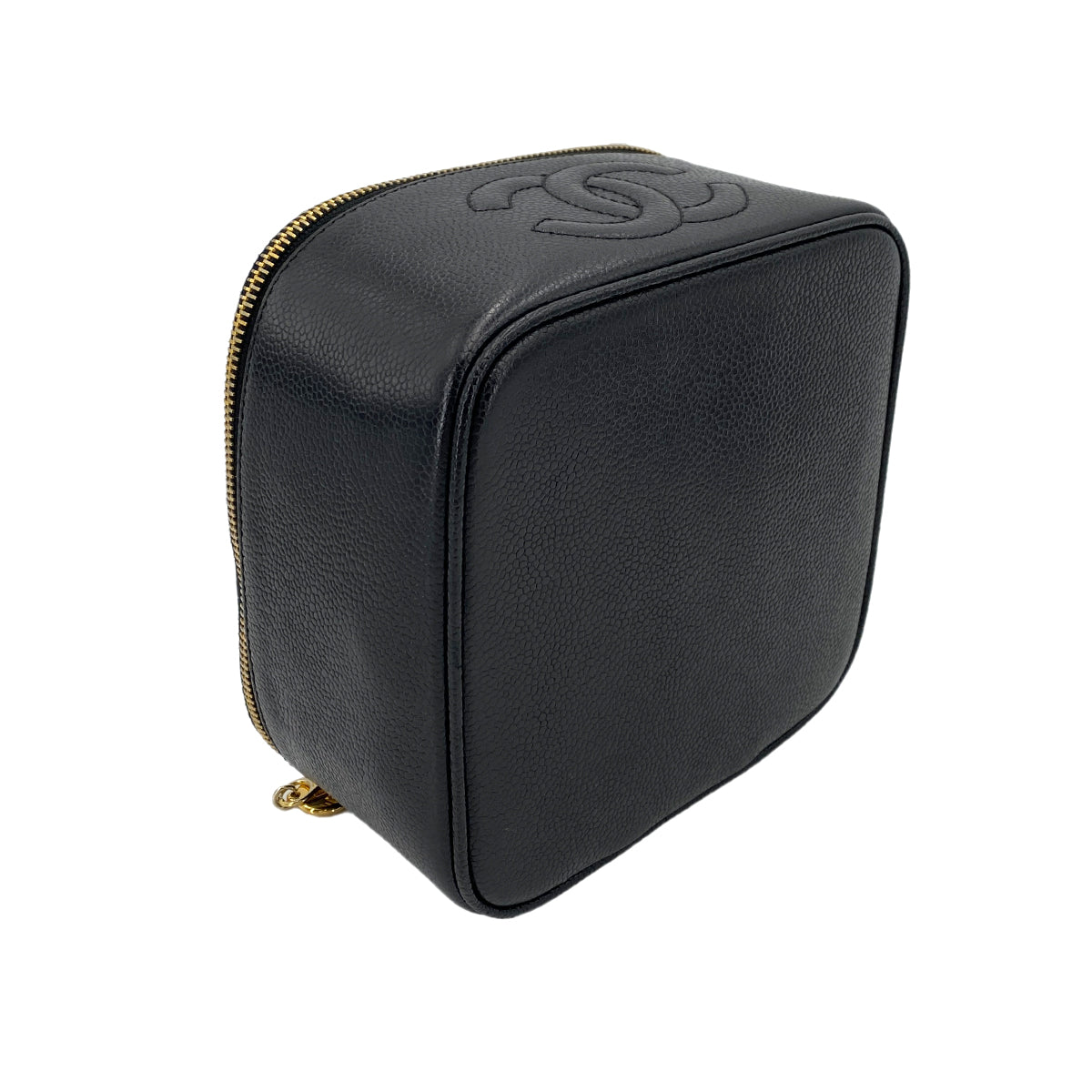 CHANEL VINTAGE VANITY HAND BAG BLACK CAVIAR SKIN 90247939