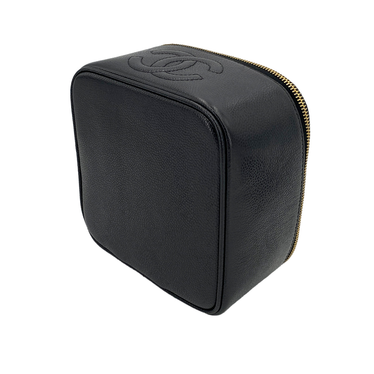 CHANEL VINTAGE VANITY HAND BAG BLACK CAVIAR SKIN 90247939