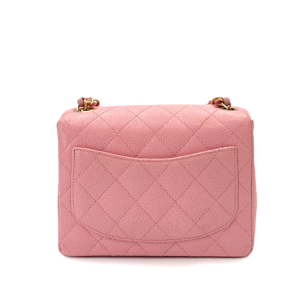 CHANEL VINTAGE MINI SQUARE 17 CHAIN SHOULDER BAG PINK CAVIAR SKIN 90247991