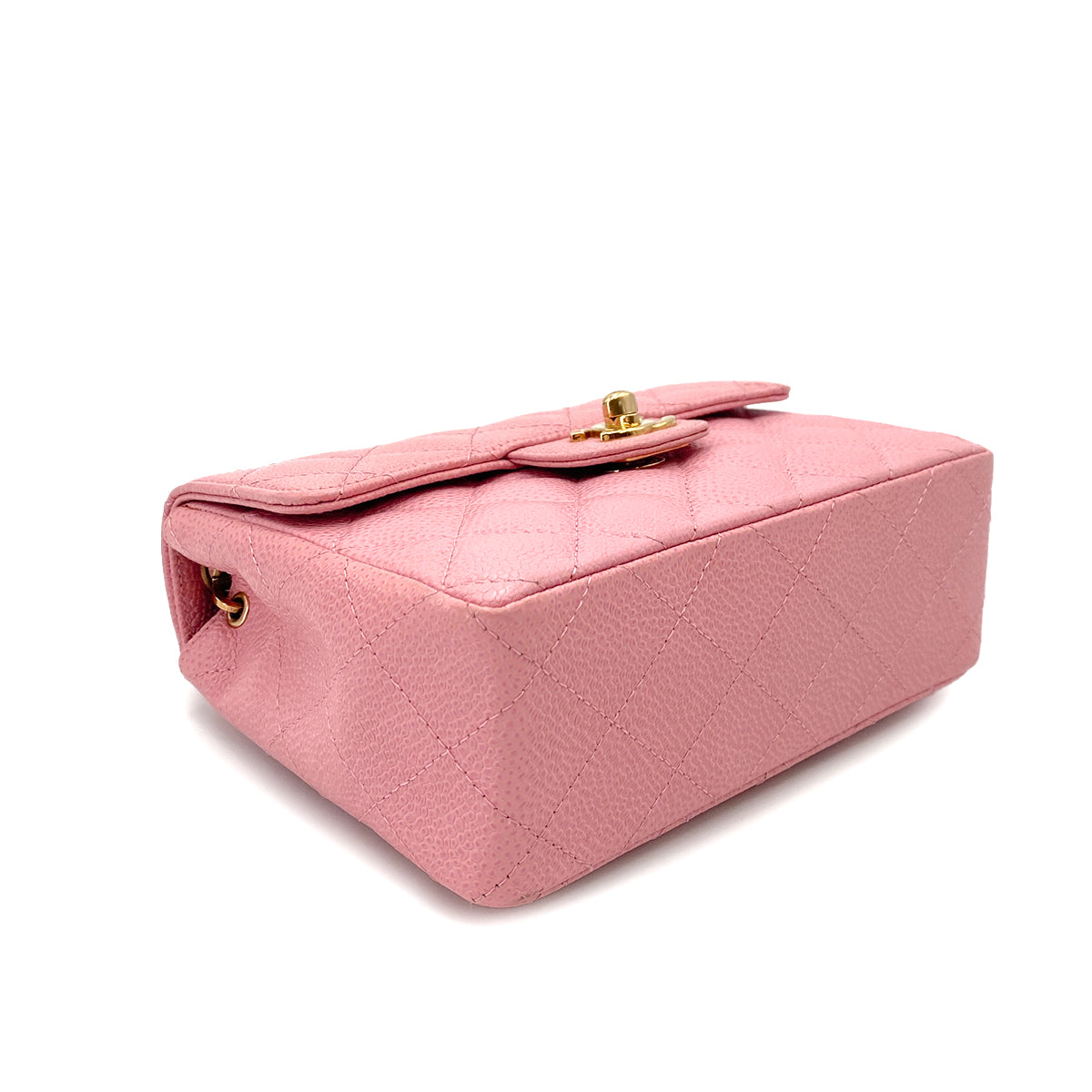 CHANEL VINTAGE MINI SQUARE 17 CHAIN SHOULDER BAG PINK CAVIAR SKIN 90247991
