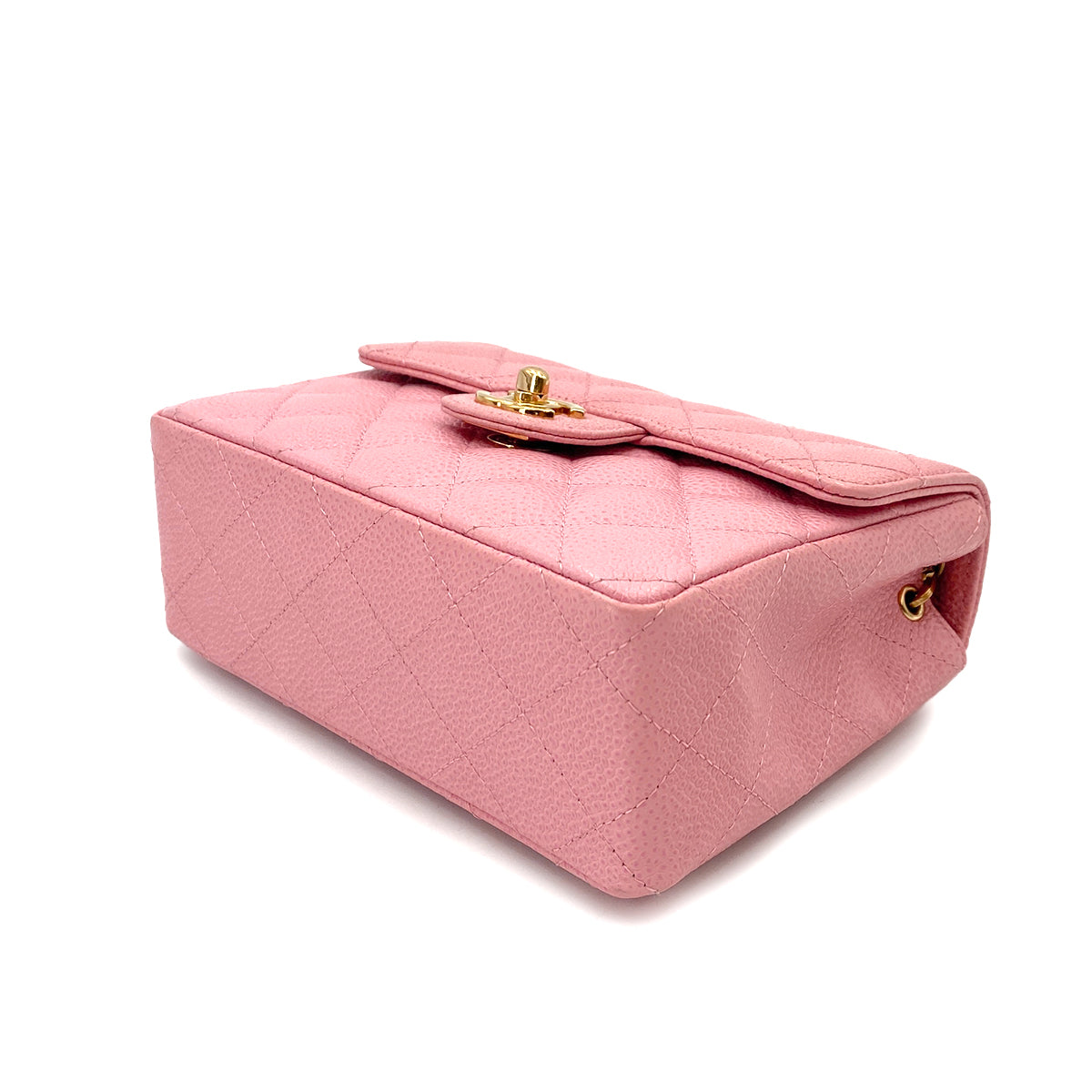 CHANEL VINTAGE MINI SQUARE 17 CHAIN SHOULDER BAG PINK CAVIAR SKIN 90247991