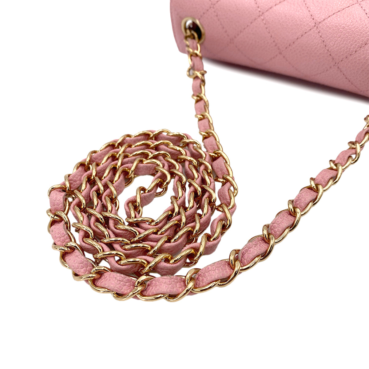 CHANEL VINTAGE MINI SQUARE 17 CHAIN SHOULDER BAG PINK CAVIAR SKIN 90247991