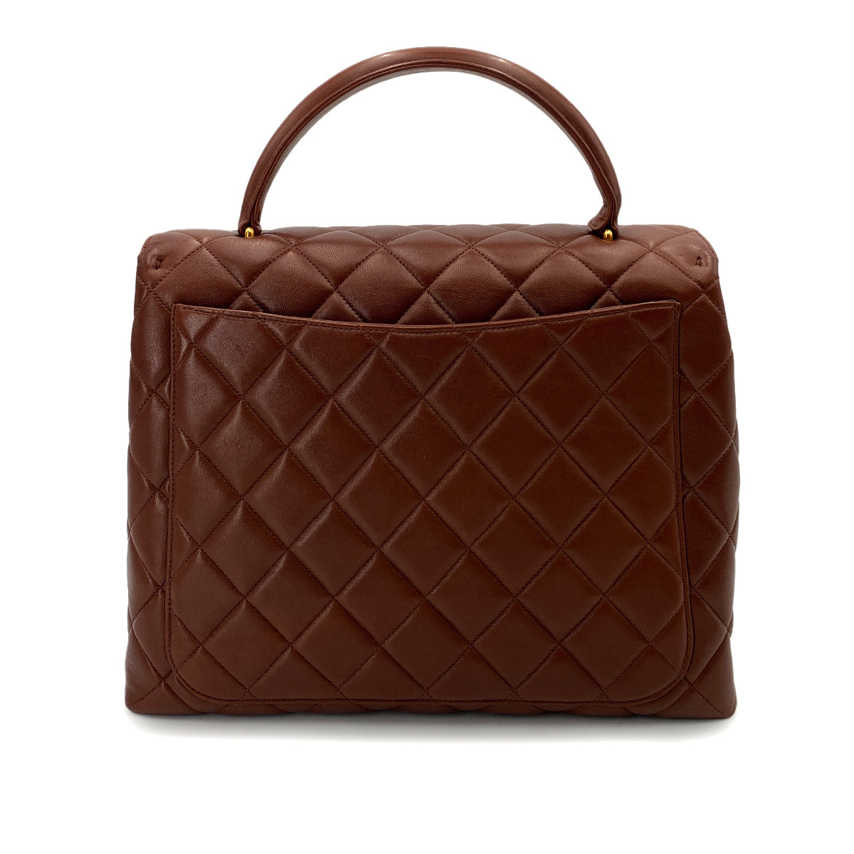 CHANEL VINTAGE MATELASSE HAND BAG BROWN LAMB SKIN 90247994