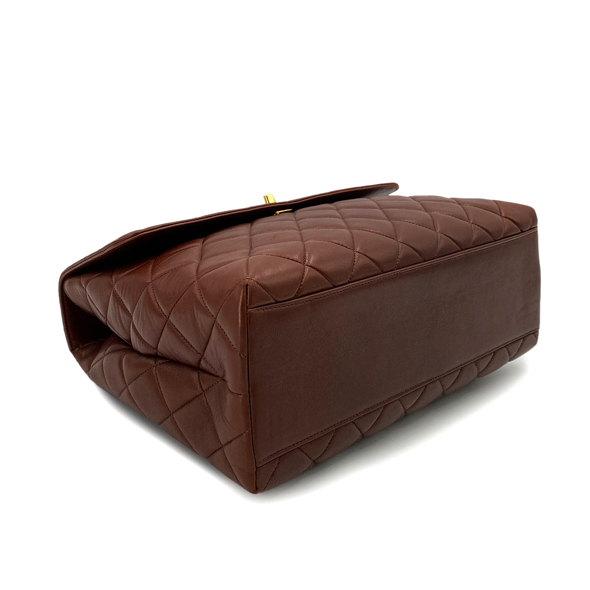CHANEL VINTAGE MATELASSE HAND BAG BROWN LAMB SKIN 90247994