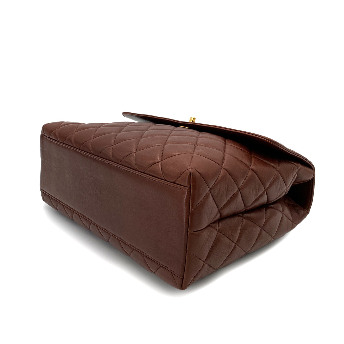 CHANEL VINTAGE MATELASSE HAND BAG BROWN LAMB SKIN 90247994
