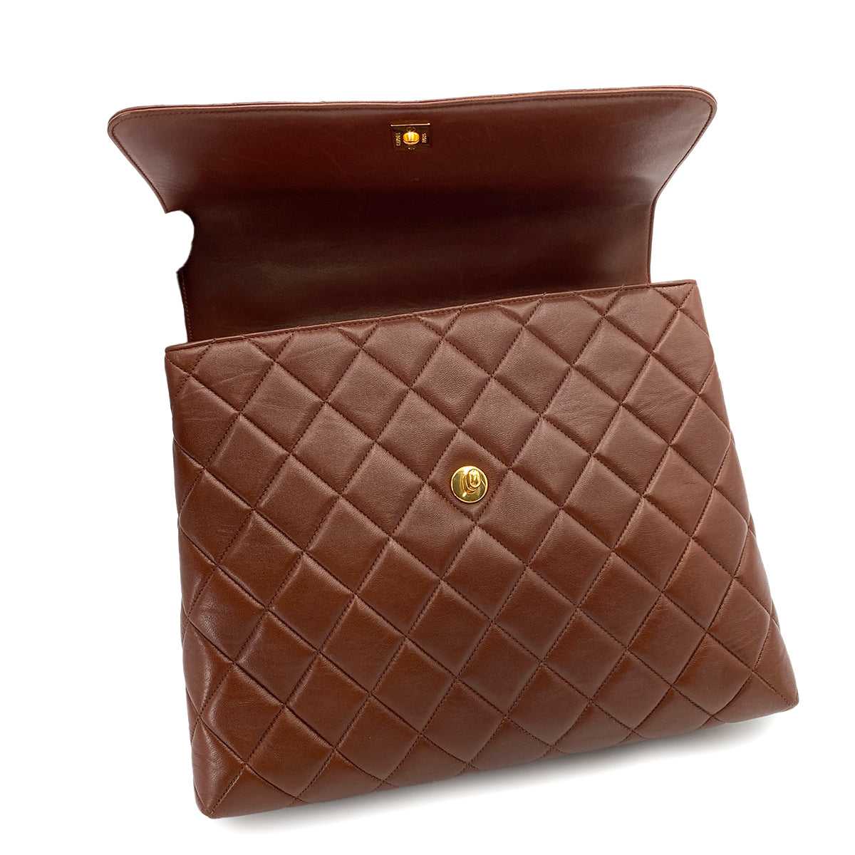 CHANEL VINTAGE MATELASSE HAND BAG BROWN LAMB SKIN 90247994