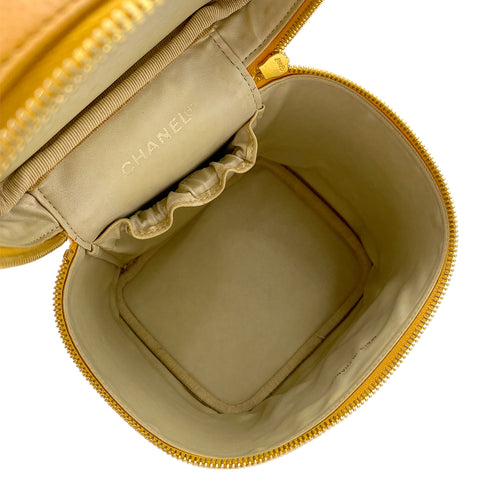 CHANEL VINTAGE VANITY HAND BAG ORANGE CAVIAR SKIN 90247995