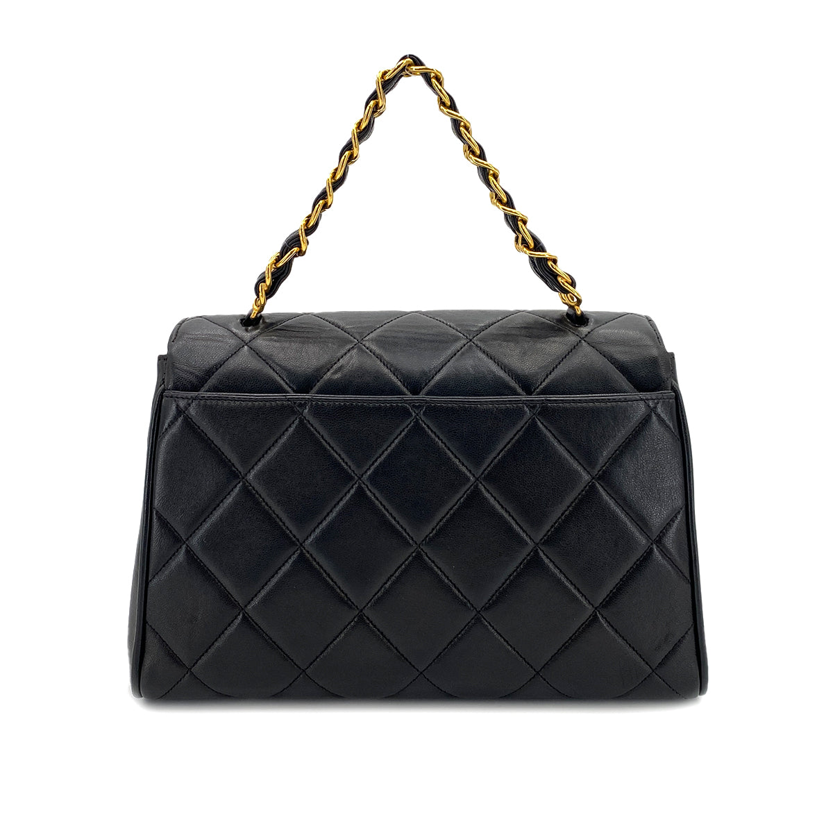 CHANEL VINTAGE MATELASSE CHAIN HAND BAG BLACK LAMB SKIN 90247999