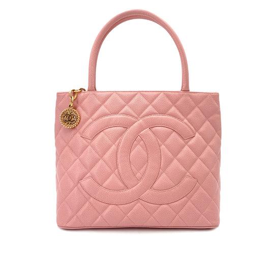 CHANEL VINTAGE MEDALLION TOTE BAG PINK CAVIAR SKIN 90248110