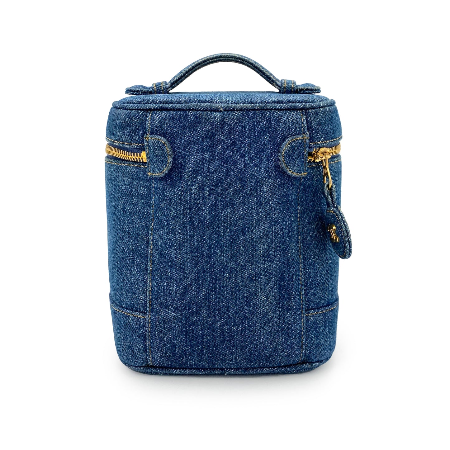 CHANEL VINTAGE VANITY HAND BAG BLUE DENIM 90248116
