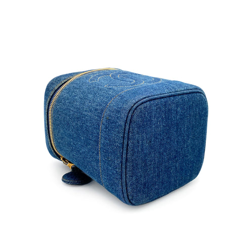 CHANEL VINTAGE VANITY HAND BAG BLUE DENIM 90248116 - PURPOSE