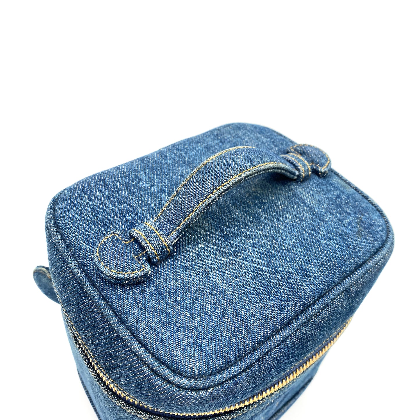 CHANEL VINTAGE VANITY HAND BAG BLUE DENIM 90248116