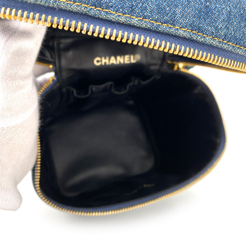 CHANEL VINTAGE VANITY HAND BAG BLUE DENIM 90248116 - PURPOSE