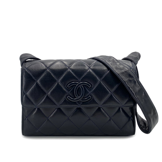 CHANEL VINTAGE MATELASSE SHOULDER BAG NAVY LAMB SKIN 90248124