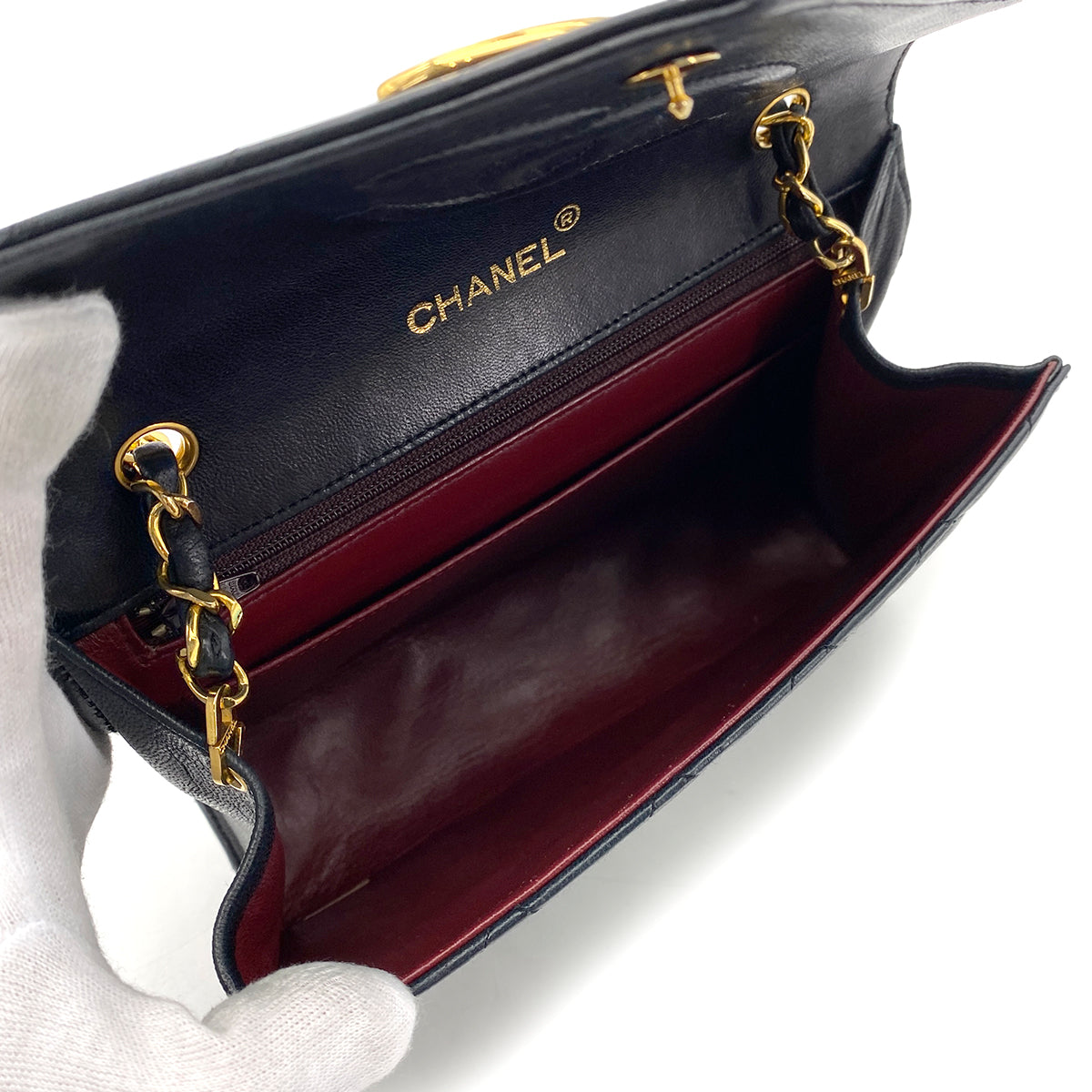 CHANEL VINTAGE MATELASSE BIG COCO CHAIN SHOULDER BAG BLACK LAMB SKIN 90248125