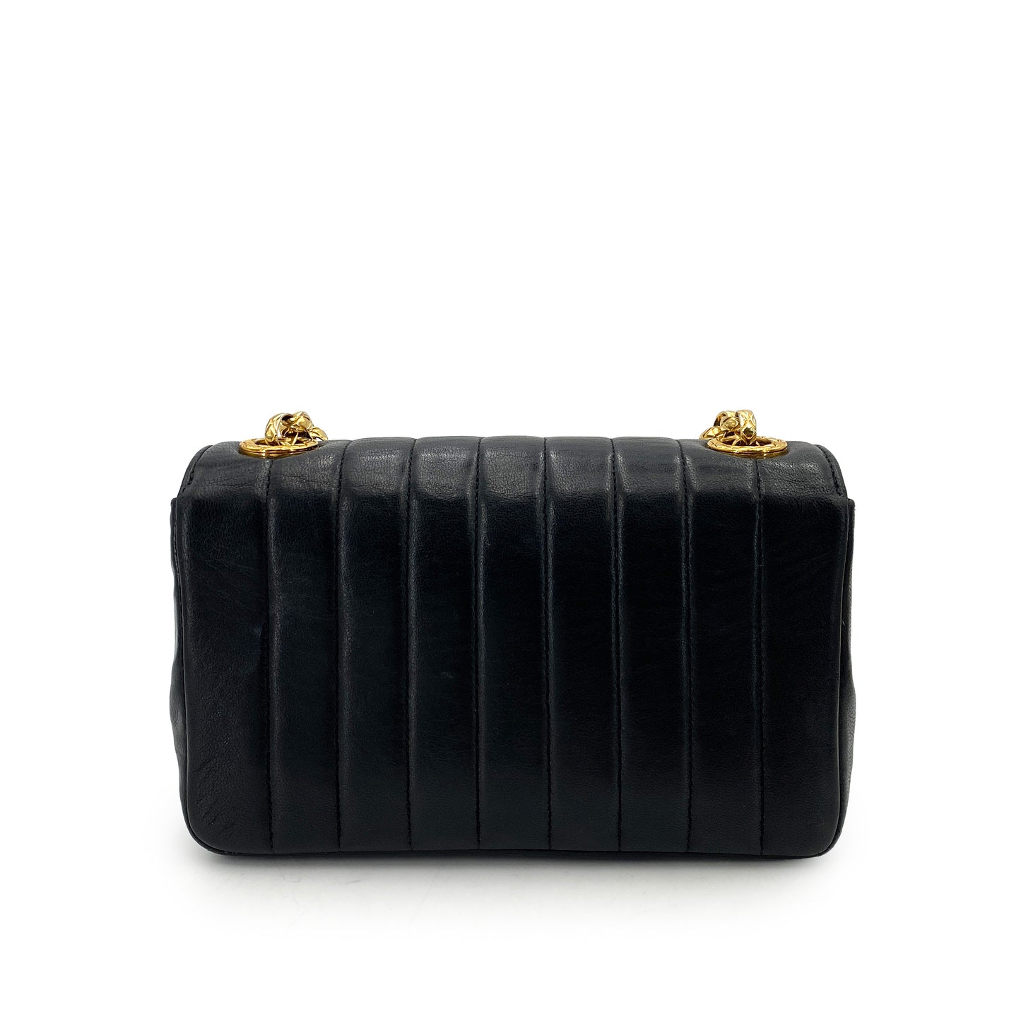 CHANEL VINTAGE MINI MADEMOISELLE BIJOU CHAIN SHOULDER BAG BLACK LAMB SKIN 90248127