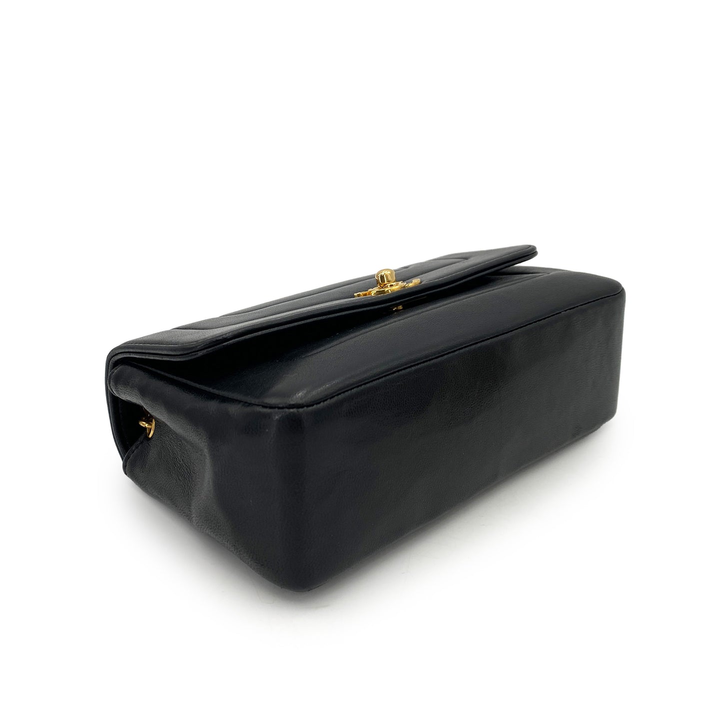 CHANEL VINTAGE MINI MADEMOISELLE BIJOU CHAIN SHOULDER BAG BLACK LAMB SKIN 90248127
