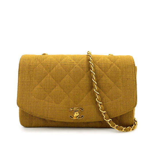 CHANEL VINTAGE DIANA MEDIUM CHAIN SHOULDER BAG KHAKI CANVAS 90248135