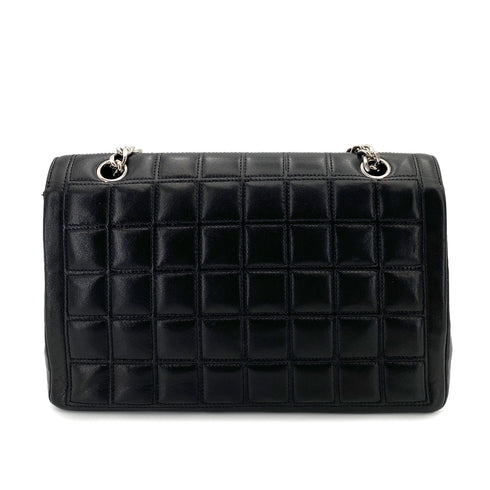 CHANEL VINTAGE 2.55 CHOCOLATE BAR CHAIN SHOULDER BAG BLACK LAMB SKIN 90248358 - PURPOSE
