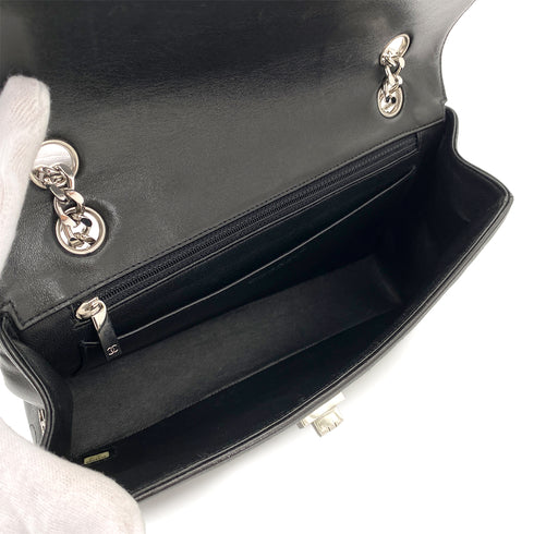 CHANEL VINTAGE 2.55 CHOCOLATE BAR CHAIN SHOULDER BAG BLACK LAMB SKIN 90248358 - PURPOSE