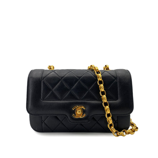 CHANEL VINTAGE BIJOU CHAIN SHOULDER BAG BLACK LAMB SKIN 90248369