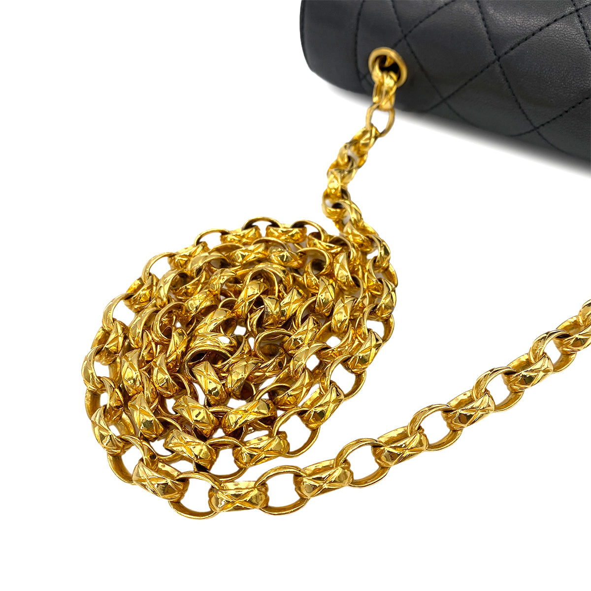 CHANEL VINTAGE BIJOU CHAIN SHOULDER BAG BLACK LAMB SKIN 90248369